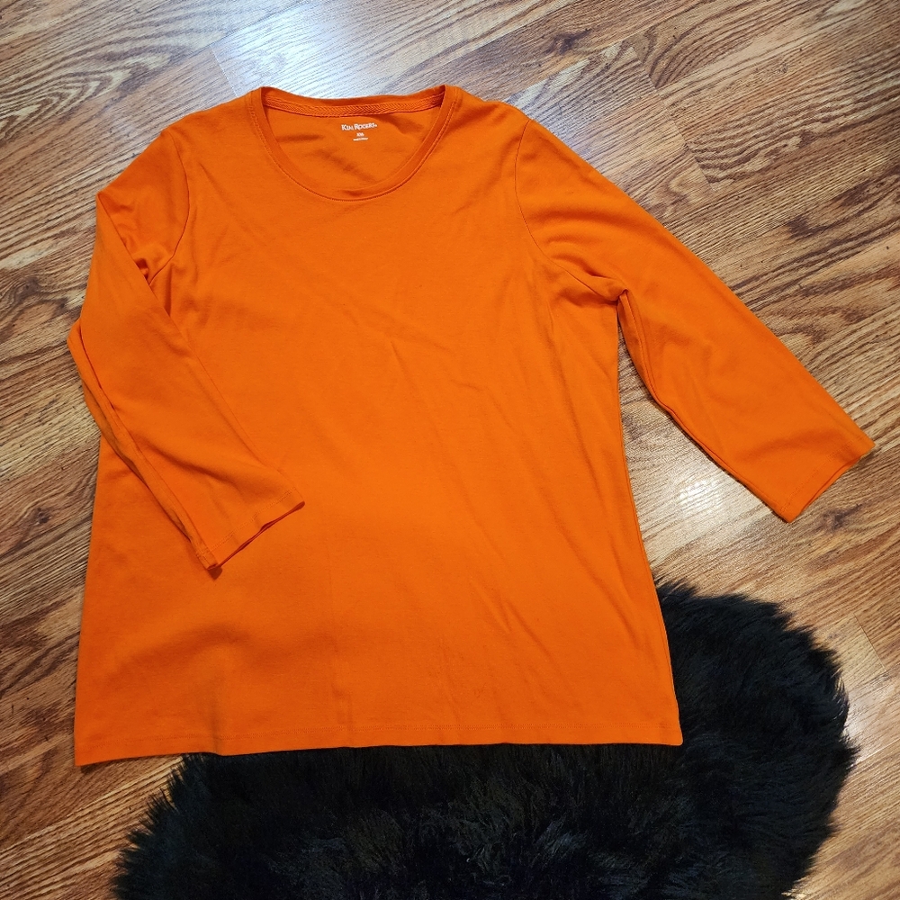 Kim Rogers Long Sleeve Tee Orange Women's Size XXL